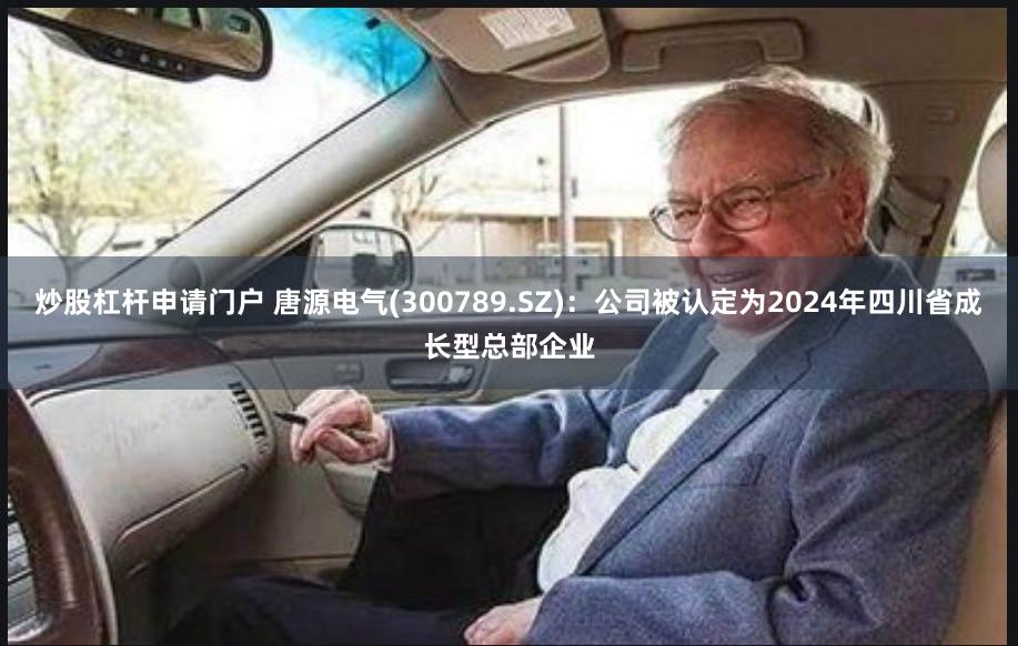 炒股杠杆申请门户 唐源电气(300789.SZ)：公司被认定为2024年四川省成长型总部企业